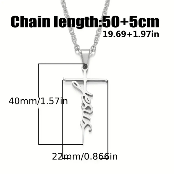 Jesus Silvertone Pendant Necklace - Picture 4 of 6